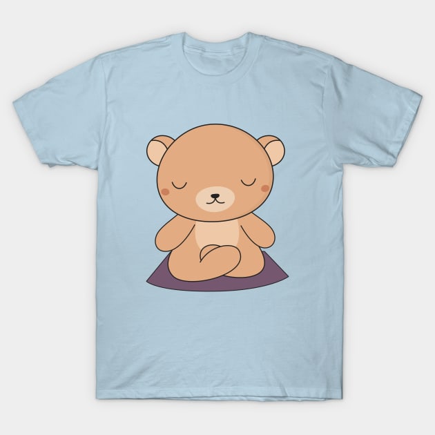 Yoga time for my kawaii brown bear T-Shirt by wordsberry